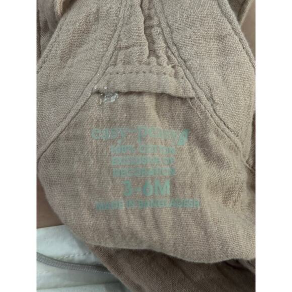 Easy Peasy Kid's Beige Organic Cotton Woven Gauze Overalls Size 3-6Months - Picture 6 of 6